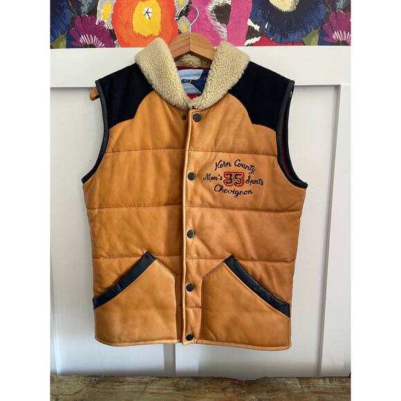 Chevignon mens down filled leather vest - Picture 1 of 9